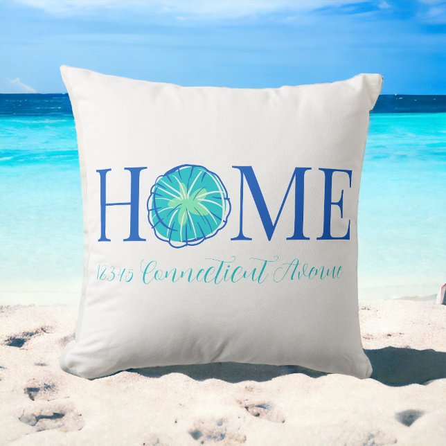 Coussin Beach Coastal Home Sand Dollar Adresse personnalis (Créateur téléchargé)
