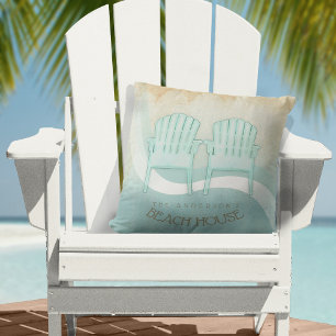 Coussin Beach House Adirondack Chaises Aqua Blue ID623