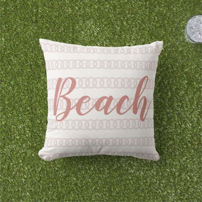 Coussin Beach House Beige Motif nautique (Herbe)