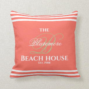 Coussin Beach House Coral Blancs Sable Couleur initiale