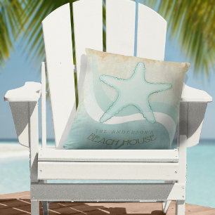 Coussin Beach House Nautical Starfish Aqua Blue ID623