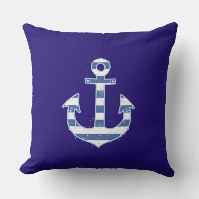 Coussin beach house nautical striped anchor (Recto)