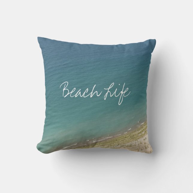 Coussin Beach Life Citations Ocean Shore Blue White Cute  (Recto)