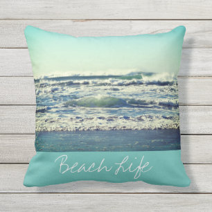Coussin Beach Life cite des vagues Océan Eau côtière Bleu