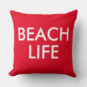 Coussin Beach Life Lifeguard Cadeau rouge
