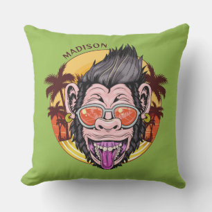 Coussin Beach Monkey nom et couleur personnalisés
