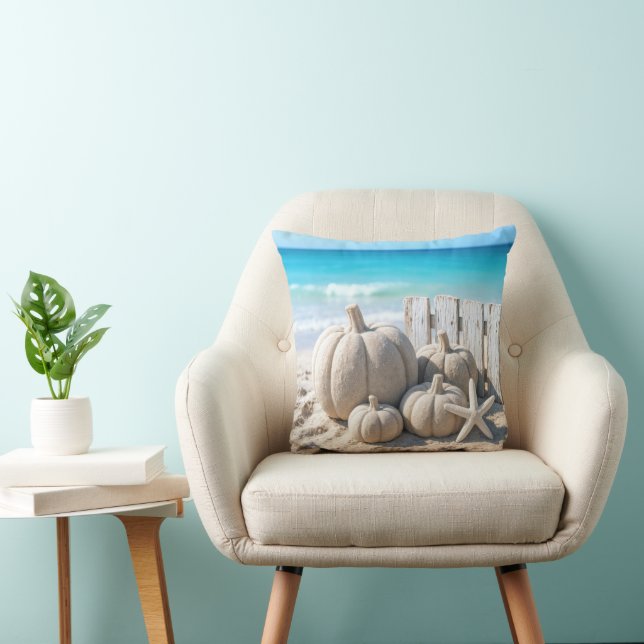 Coussin Beach Sand Pumpkins and Starfish (Chaise)