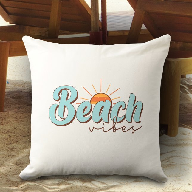 Coussin Beach Vibes Retro Summer Sun (Créateur téléchargé)