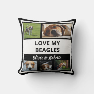 Coussin Beagle Amateurs Chien Chien Chien Moderne Noir Bla