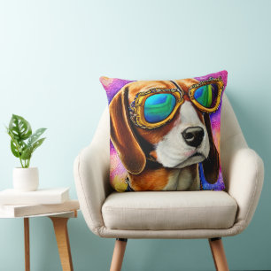 Coussin Beagle avec lunettes de soleil
