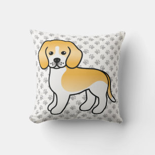 Coussin Beagle blanc et citron Chien de dessin animé migno