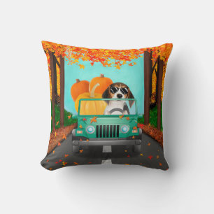 Coussin Beagle chien Citrouille d'automne