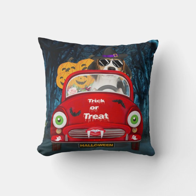 Coussin Beagle Chien Conduite voiture effrayant (Recto)