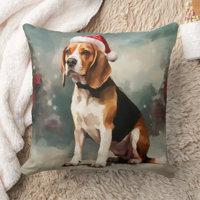 Coussin Beagle dans la neige Noël  (Couverture)