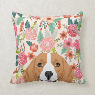 Coussin Beagle des fleurs levant le chien de garde des cou