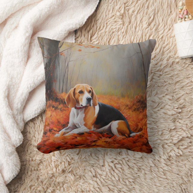 Coussin Beagle en automne Leaves automne Inspire (Couverture)