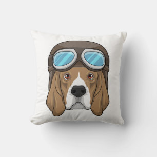 Coussin Beagle en tant que pilote avec casquette pilote