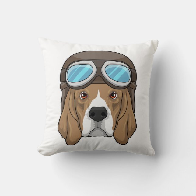 Coussin Beagle en tant que pilote avec casquette pilote (Recto)