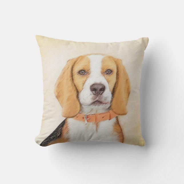 Coussin Beagle Hound Dog Peinture Animal Art original (Recto)