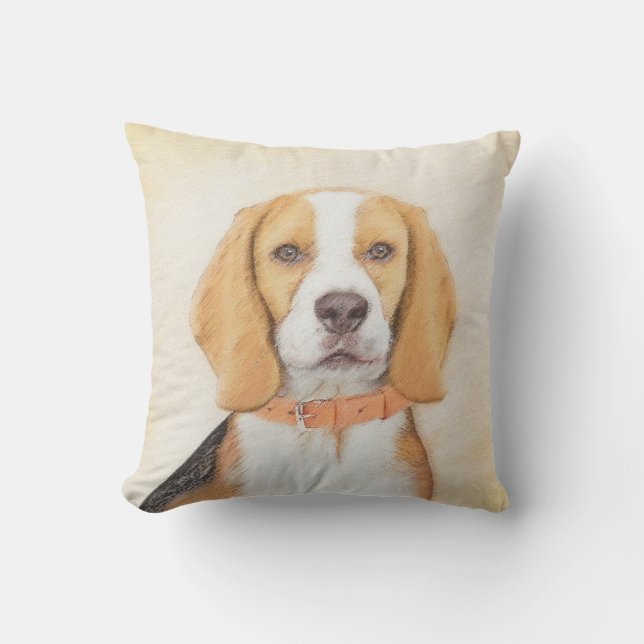 Coussin Beagle Hound Dog Peinture Animal Art original (Recto)