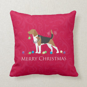 Coussin Beagle Joyeux Noël Design
