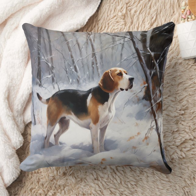 Coussin Beagle Noël sous la neige (Couverture)