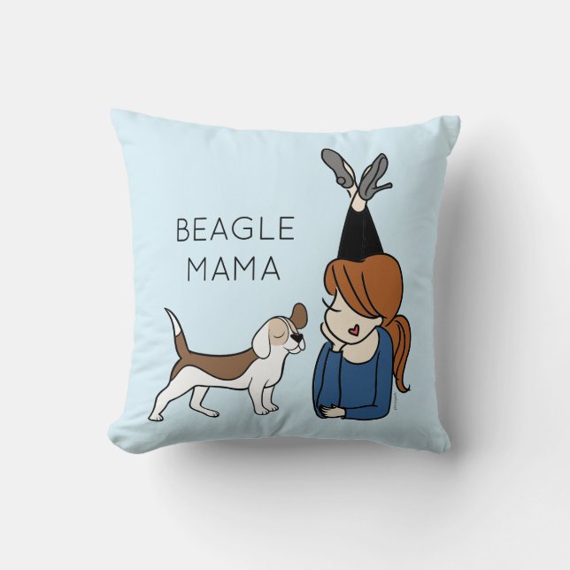 Coussin Beagle personnalisé Mama Jeu d'oreiller (Recto)