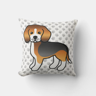Coussin Beagle Tricolore Chien de Dessin Animé Mignon & Pa