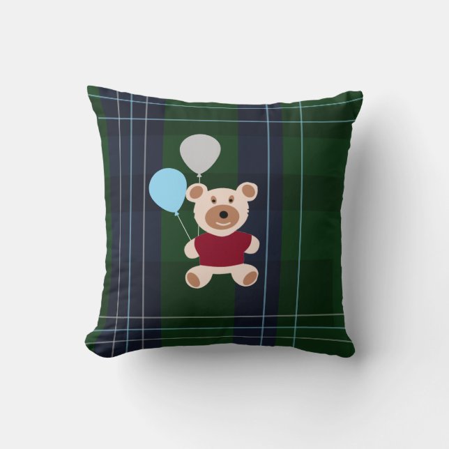 Coussin Bear & Balloons Plaid (Recto)