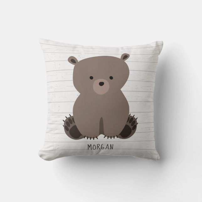 Coussin Bear Cube Gris Bois (Recto)