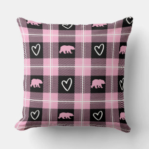 Coussin Bear et flanelle du coeur rose et blanc mignon