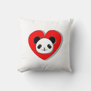 Coussin Bear Panda Et Dessin De Coeur Rouge