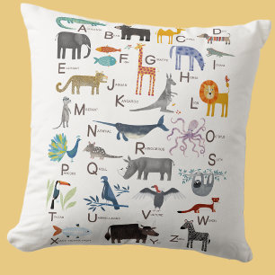 Coussin Beau animal ABC Alphabet Enfants