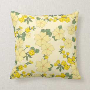 Coussin Beau art floral jaune