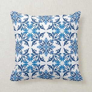 Coussin 💙 Beau azulejos bleu, Petite taille carrelée