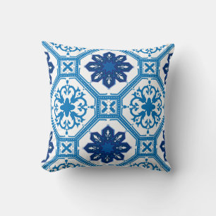Coussin 💙 Beau azulejos bleu, taille de carreaux XL