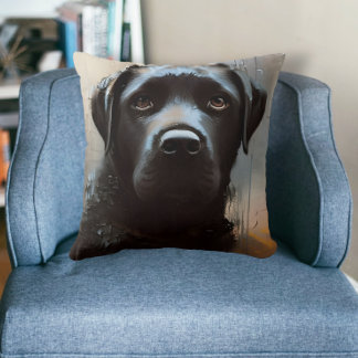Coussin Beau Black Labrador Portrait