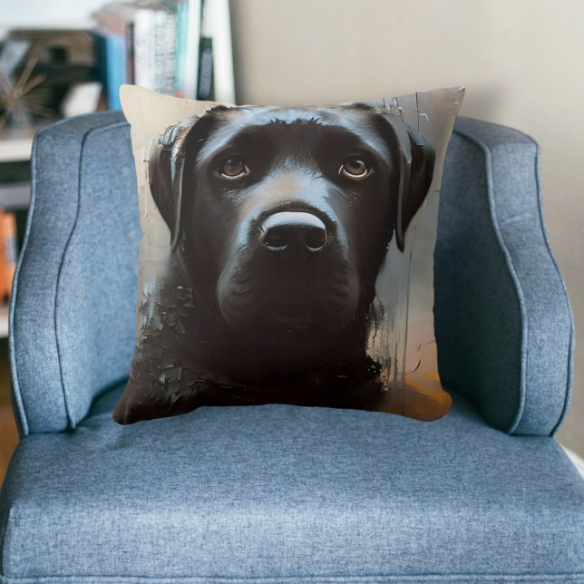 Coussin Beau Black Labrador Portrait (Créateur téléchargé)