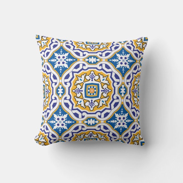 Coussin 💙 Beau bleu Azulejos IV carreau moyen (Recto)