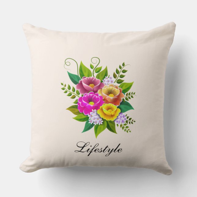 Coussin Beau Bouquet de fleurs colorées (Recto)
