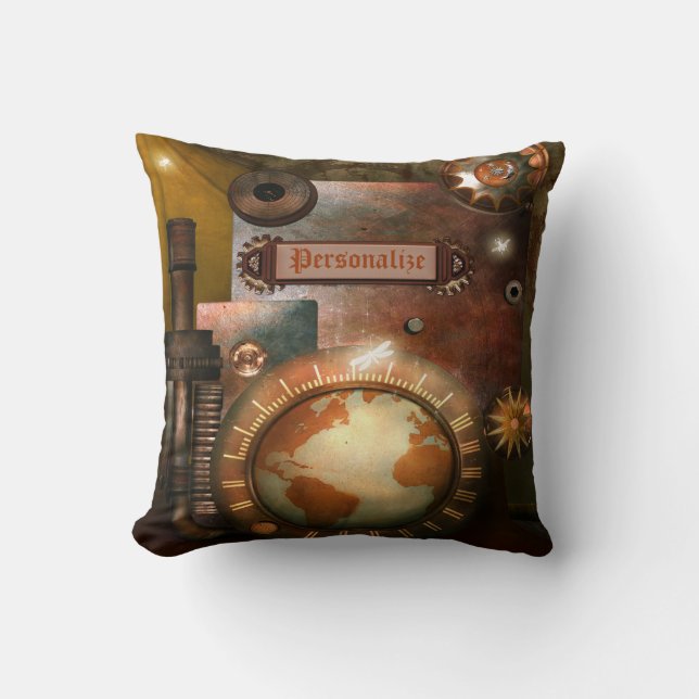 Coussin Beau carreau personnalisé de Steampunk (Recto)