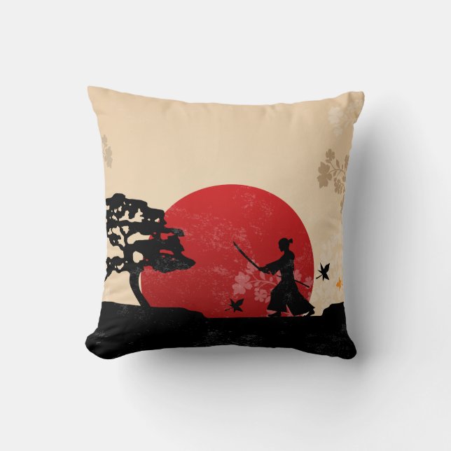 Coussin Beau carreau samouraï japonais d'arrière - plan (Recto)