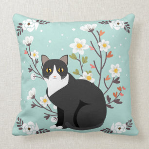 Coussin Beau chat de smoking dans le carreau de fleurs