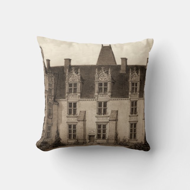 Coussin Beau Château français à Sepia Tones (Recto)