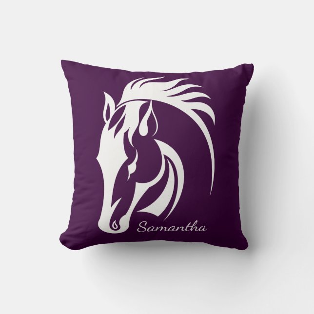 Coussin Beau Cheval Blanc Design Jeu d'Oreiller (Recto)