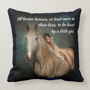 Coussin Beau cheval blanc et petite fille