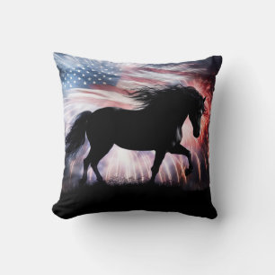 Coussin Beau cheval et pays américain