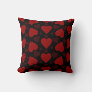 Coussin Beau coeur rouge motif sur noir