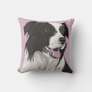Coussin Beau collie noir et blanc aux yeux bruns