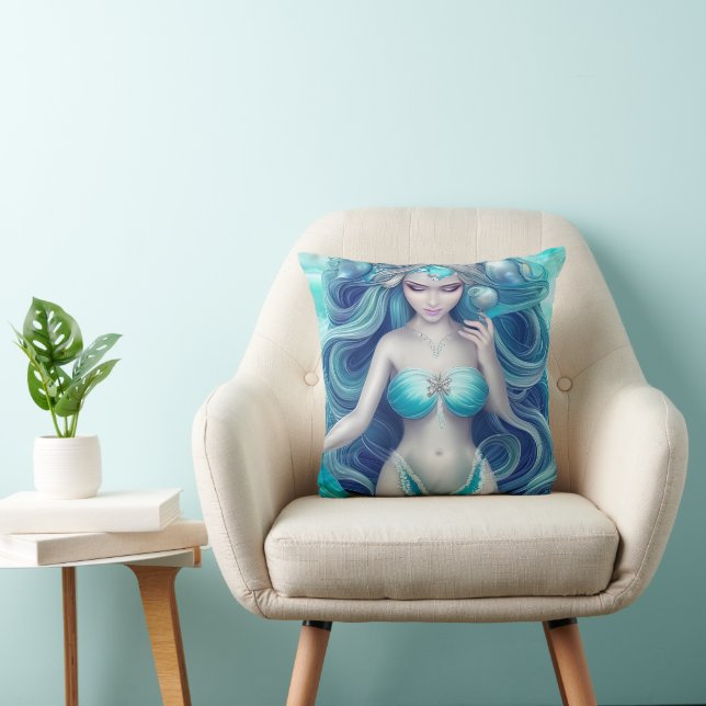 Coussin Beau Coquillage bleu Mermaid Graphique (Chaise)